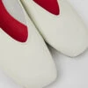 Casi Myra White And Yellow Leather Ballerina Flats For Women