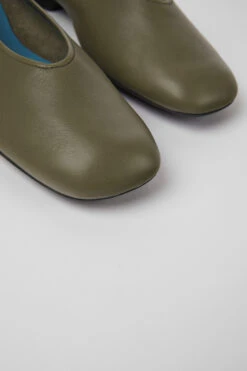 Casi Myra Green Leather Ballerinas For Women