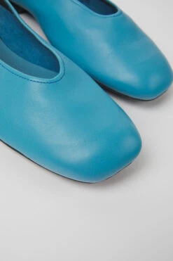 Casi Myra Blue Leather Ballerinas For Women