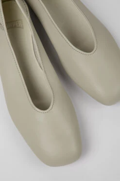 Casi Myra Gray Leather Ballerinas For Women
