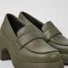 Thelma Green Leather Shoes For Women