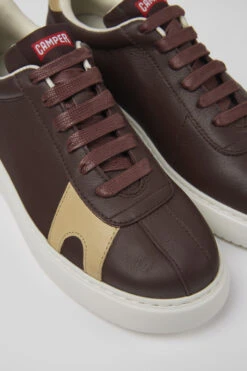 Twins Brown Leather And Nubuck Sneakers For Women