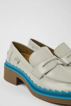 Taylor Gray And Blue Leather Loafers For Women