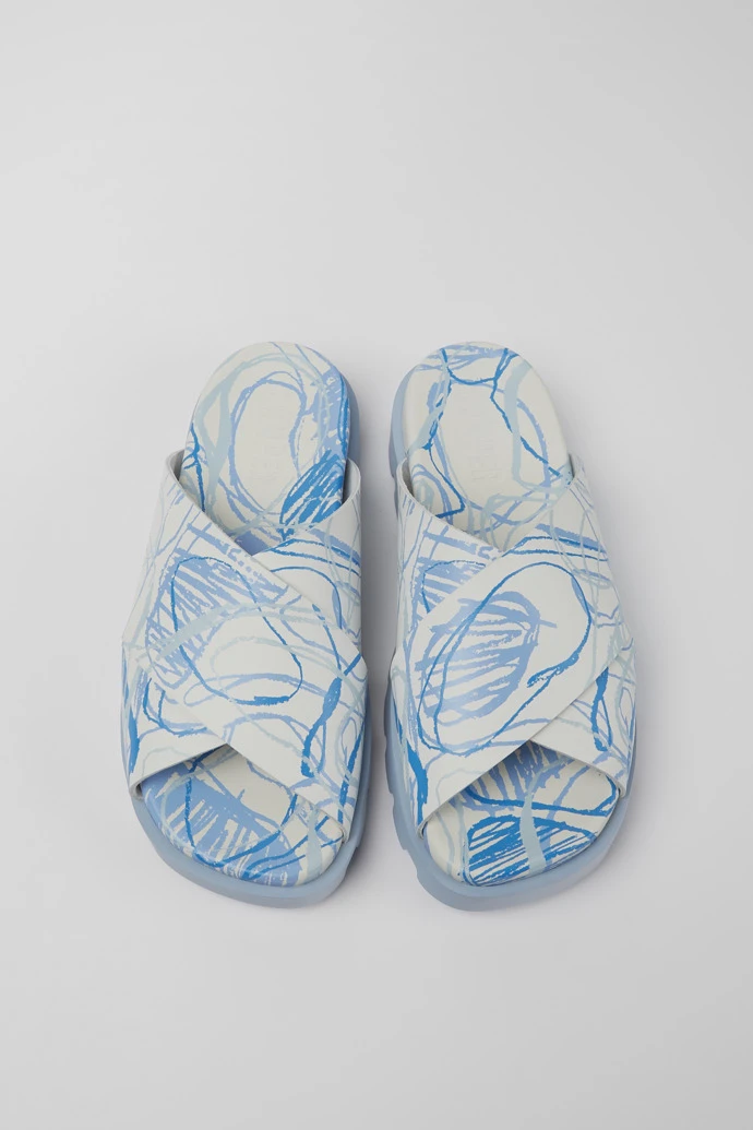 Brutus Sandal White And Blue Printed Leather Sandals For Women - Image 4
