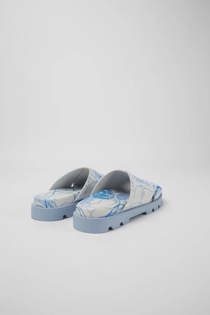 Brutus Sandal White And Blue Printed Leather Sandals For Women - Image 3
