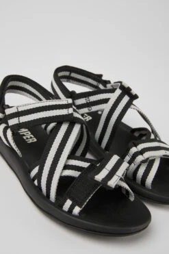 Match Black And White Textile Sandals For Women