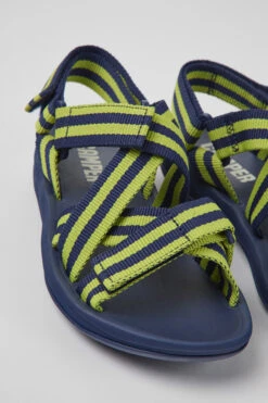 Match Blue And Yellow Textile Sandals For Women