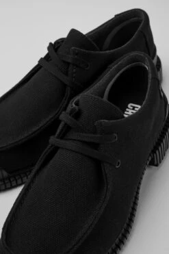 Pix Black Recycled Cotton And Leather Shoes For Women