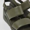 Kaah Green Leather Sandals For Women