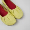 Right Yellow Leather Ballerina Flats For Women