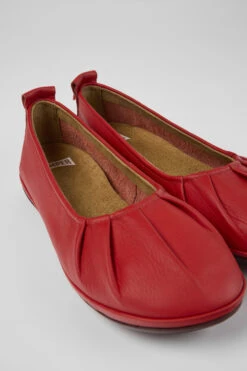 Right Red Leather Ballerinas For Women