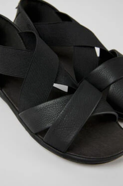 Right Black Leather Sandals For Women