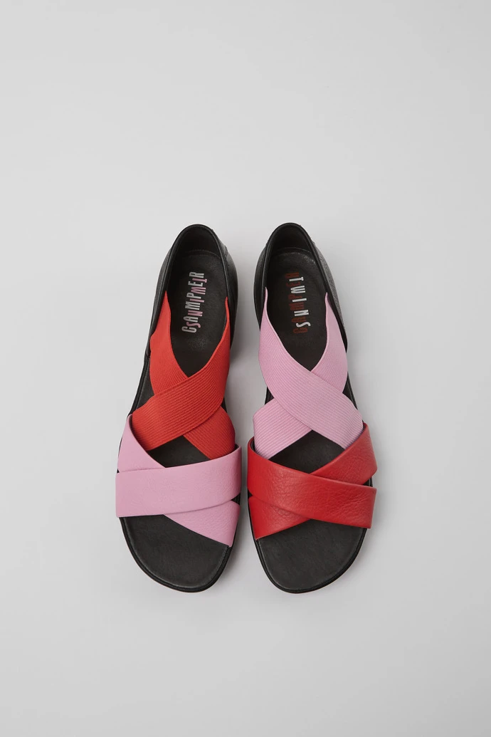 Twins Pink And Red Leather Sandals For Women - Image 4