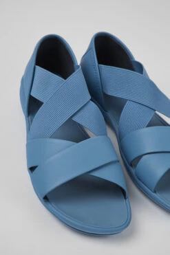 Right Blue Leather Sandals For Women