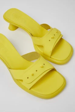 Dina Yellow Leather Sandals For Women