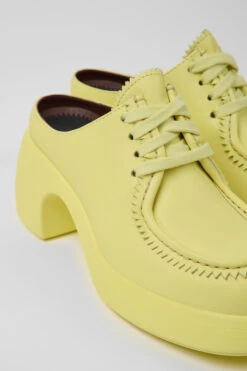Thelma Yellow Leather Mules For Women