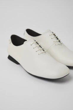 Casi Myra White Leather Shoes For Women
