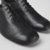 Casi Myra Black Leather Shoes For Women