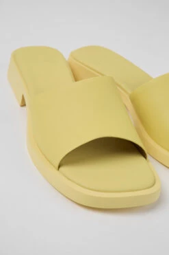 Dana Yellow Leather Sandals For Women