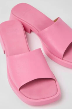 Dana Pink Leather Sandals For Women