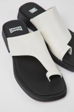 Twins White Leather Sandals For Women