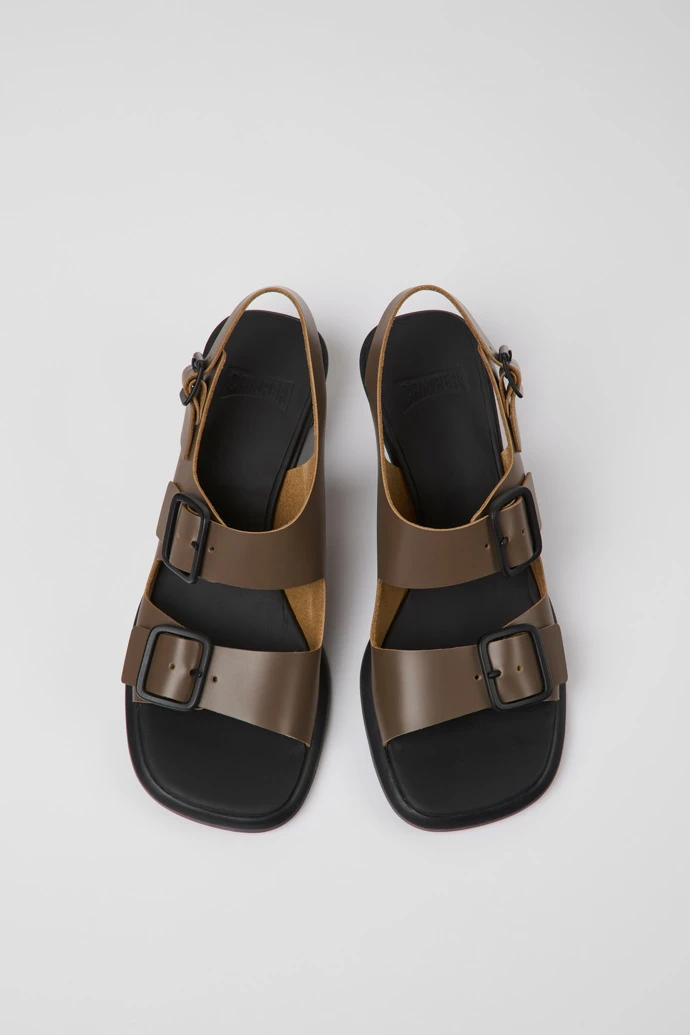 Dina Brown Leather Sandals For Women - Image 4