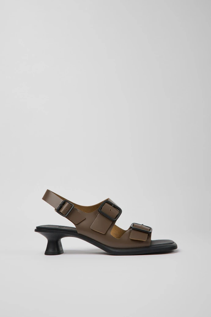 Dina Brown Leather Sandals For Women - Image 2
