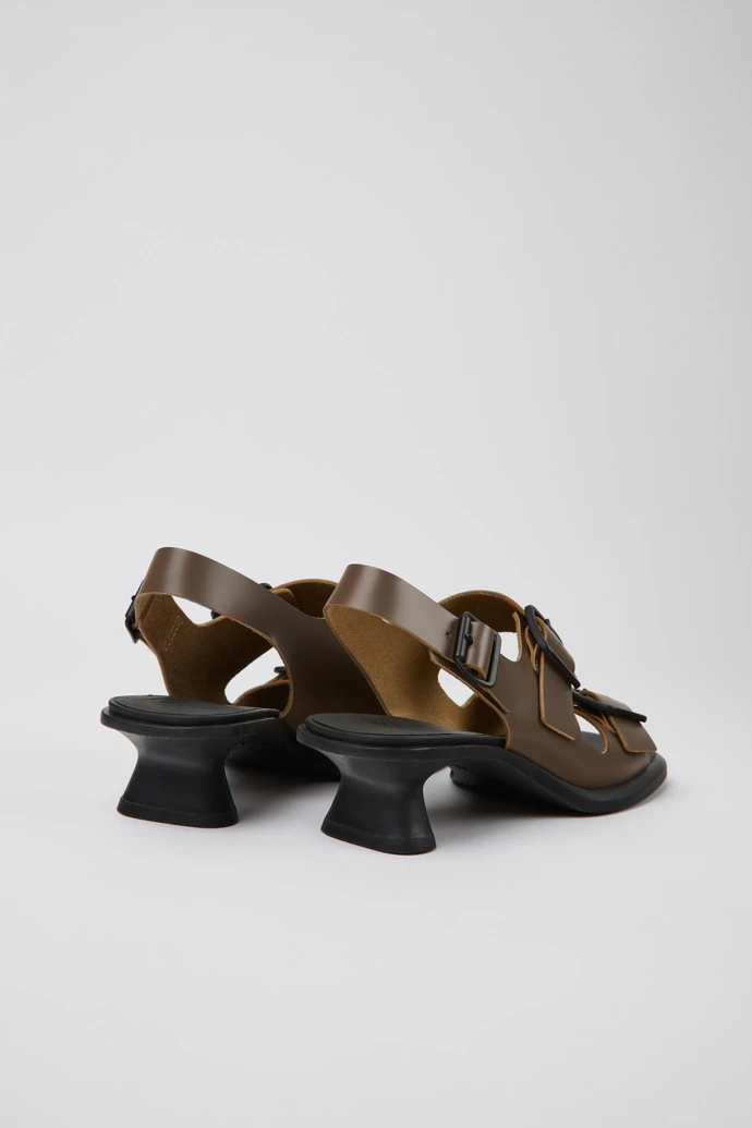 Dina Brown Leather Sandals For Women - Image 3