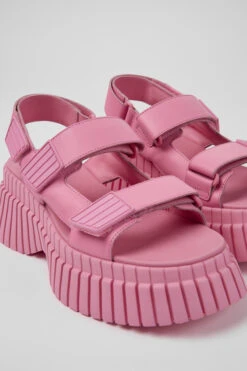 BCN Pink Leather Sandals For Women