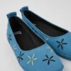 Twins Blue Nubuck Ballerinas For Women