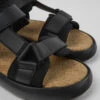 Pelotas Flota Black Leather And Textile Sandals For Women