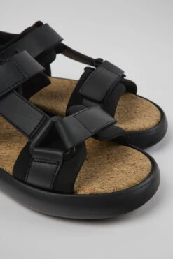 Pelotas Flota Black Leather And Textile Sandals For Women