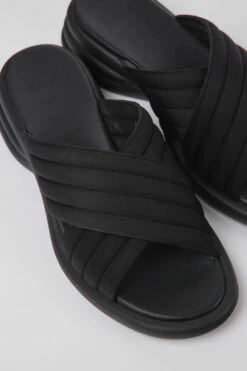 Spiro Black Textile Sandals For Women