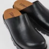 Brutus Sandal Black Leather Clogs For Women