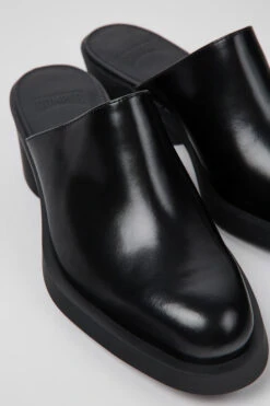 Bonnie Black Leather Mules For Women