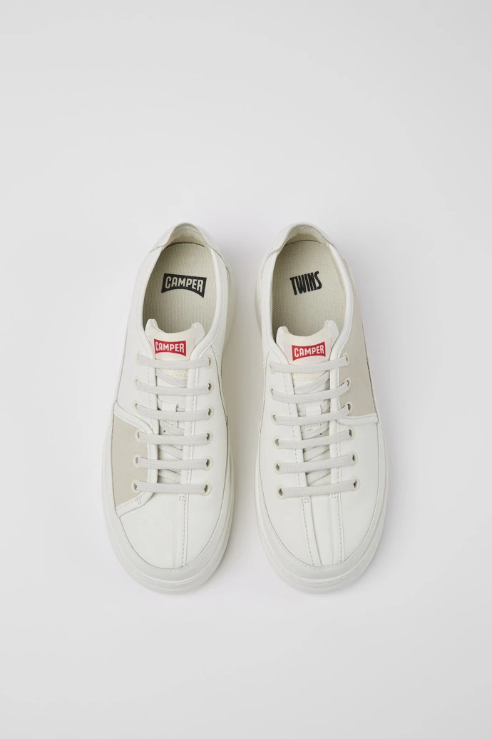 Twins White Multicolored Recycled Leather Sneakers For Women - Image 4