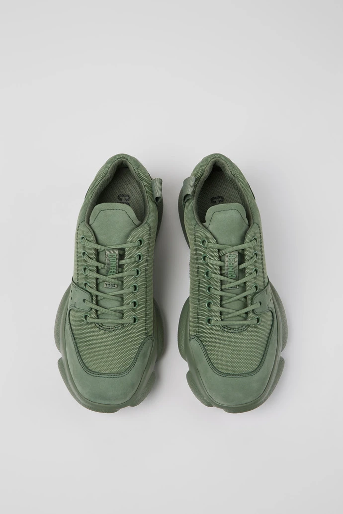 Karst Green Leather And Recycled PET Sneakers For Women - Image 4