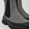 Pix Gray And Black Leather Chelsea Boots For Men