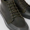 Chasis Dark Green Leather Ankle Boots For Men