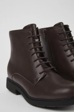 Neuman Brown Leather Ankle Boots For Women