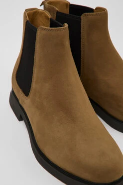 Iman Brown Nubuck Chelsea Boots For Women