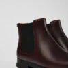 Iman Burgundy Leather Chelsea Boots For Women