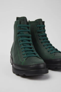 Brutus Green Nubuck Lace-up Boots For Women