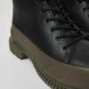 Pix Black And Green Leather Ankle Boots For Women