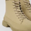 Pix Beige Leather Ankle Boots For Women
