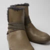 Peu Brown-gray Leather Ankle Boots For Women
