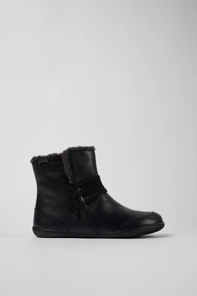 Peu Black Leather Ankle Boots For Women - Image 2