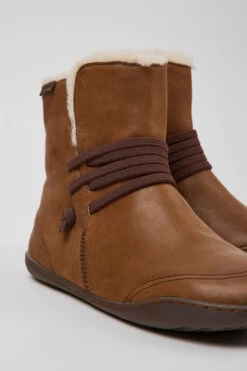 Peu Brown Leather Ankle Boots For Women