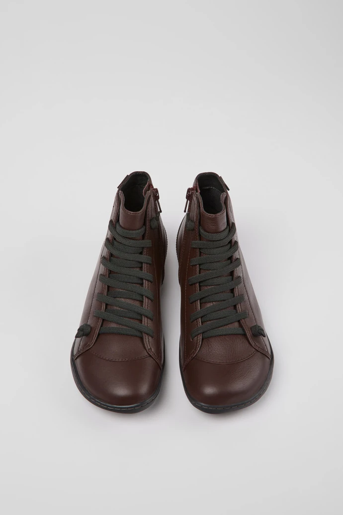 Peu Burgundy Leather Ankle Boots For Women - Image 4