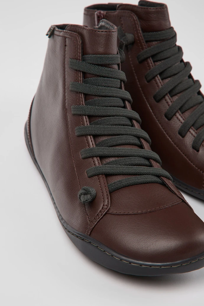 Peu Burgundy Leather Ankle Boots For Women